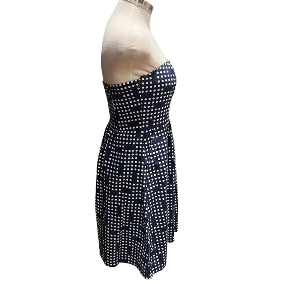 Gap Linen Blend Navy Dot Print Strapless Dress Size 4 NWT - Picture 7 of 9